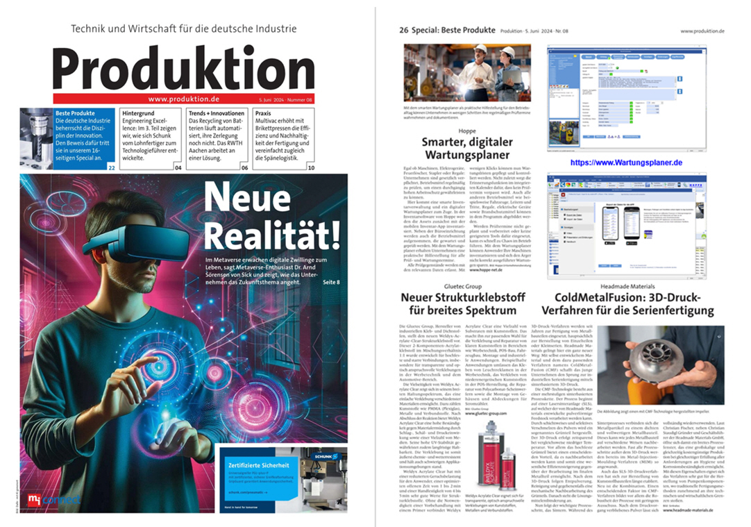 Produktion,Verlag moderne Industrie Juni/24. Smarter, digitaler Wartungsplaner
